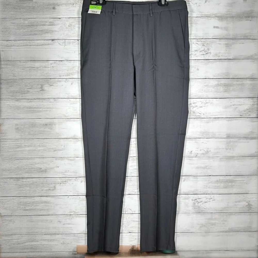 Kenneth Cole Performance Pant Slim Fit Super Flex Waistband Charcoal 34x34 NWT